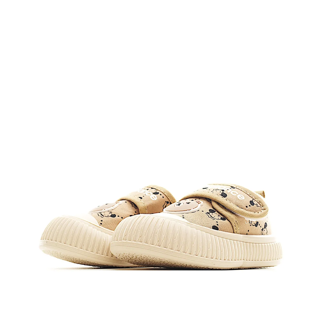 Zapatos Beige Negro Low-Top con Correa Velcro de Lona 6
