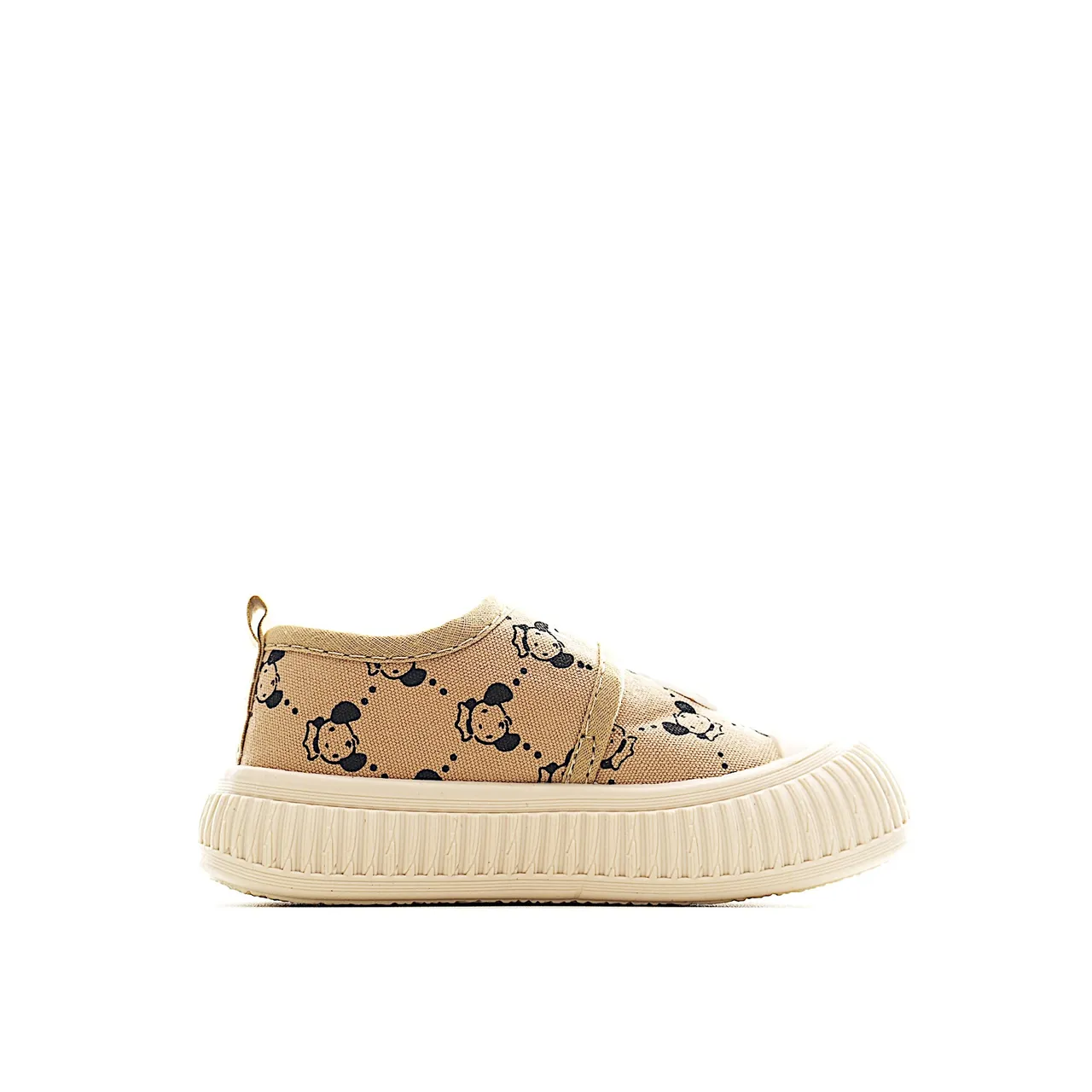 Zapatos Beige Negro Low-Top con Correa Velcro de Lona 8
