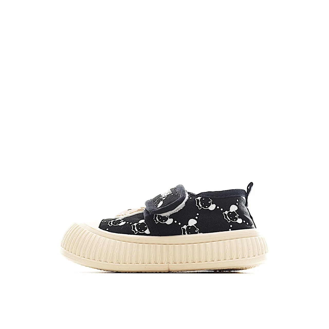 Zapatos Beige Negro Low-Top con Correa Velcro de Lona 23