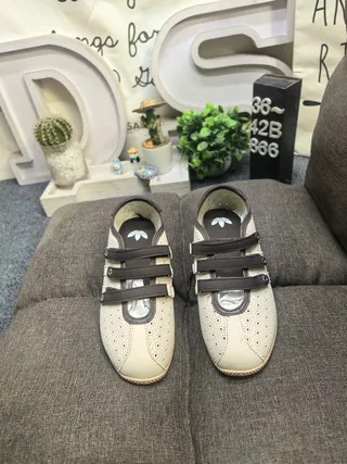 Beige Brown Perforated Upper Dual-Strap Closure Casual Shoes 10