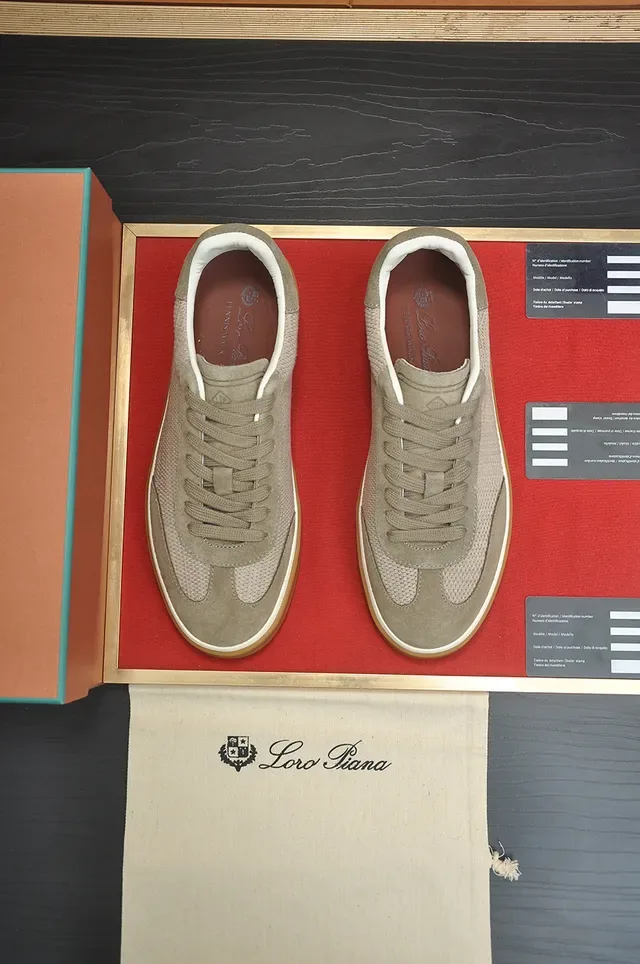 Beige Mesh and Suede Low-Top Lifestyle Sneaker 5