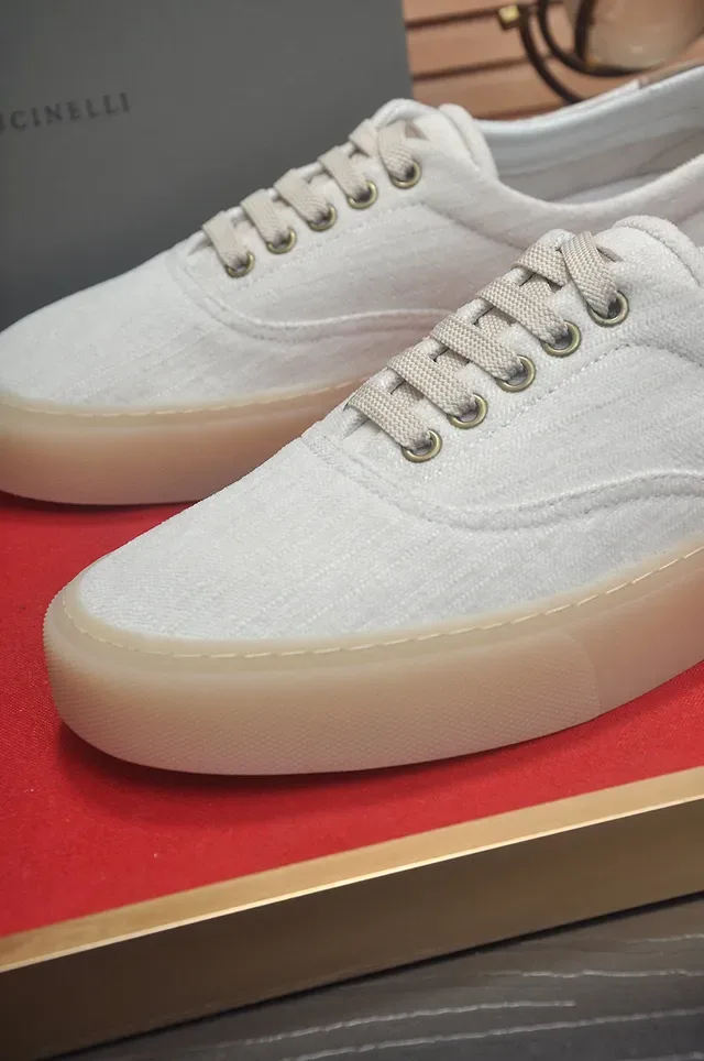 Beige White Low-Top Upper Canvas Shoes 8
