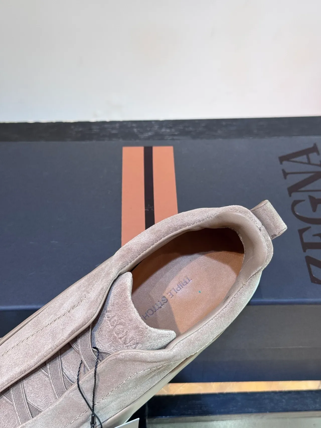 Beige White Slip-On Suede Upper Sneakers 4