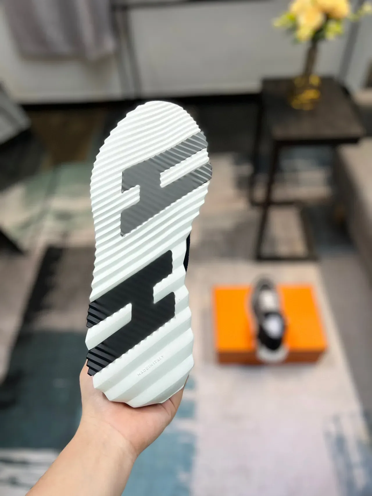 Black and White High-Top Piped Sneaker 9