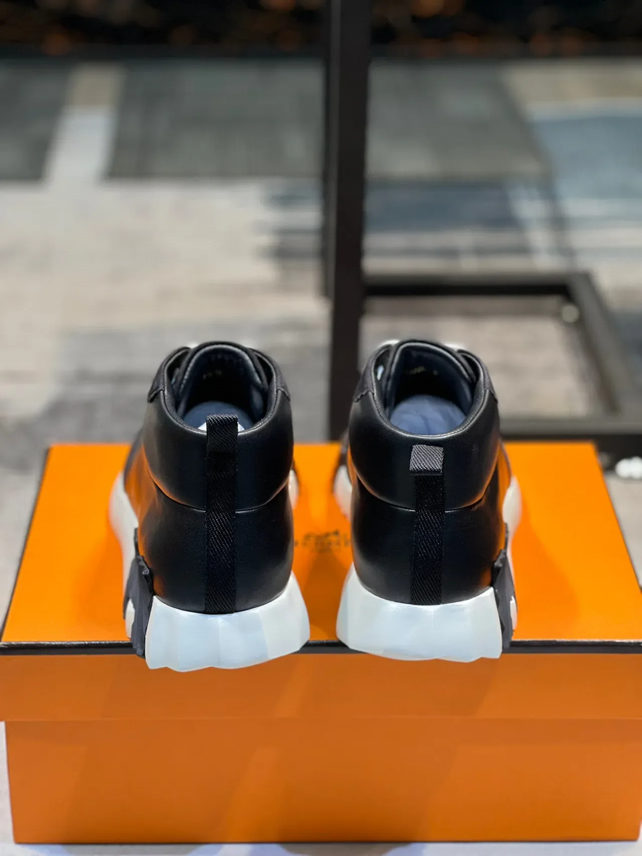 Black and White Mid-Cut High-Top Sneaker 3