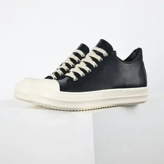 Black Beige Leather Upper Off-White Platform Sole Sneakers