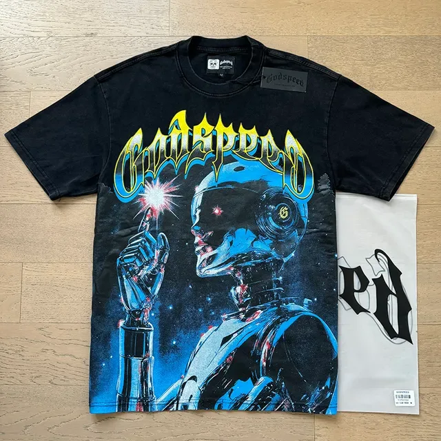 Black Blue Graphic Print Oversized Fit T-Shirt 6