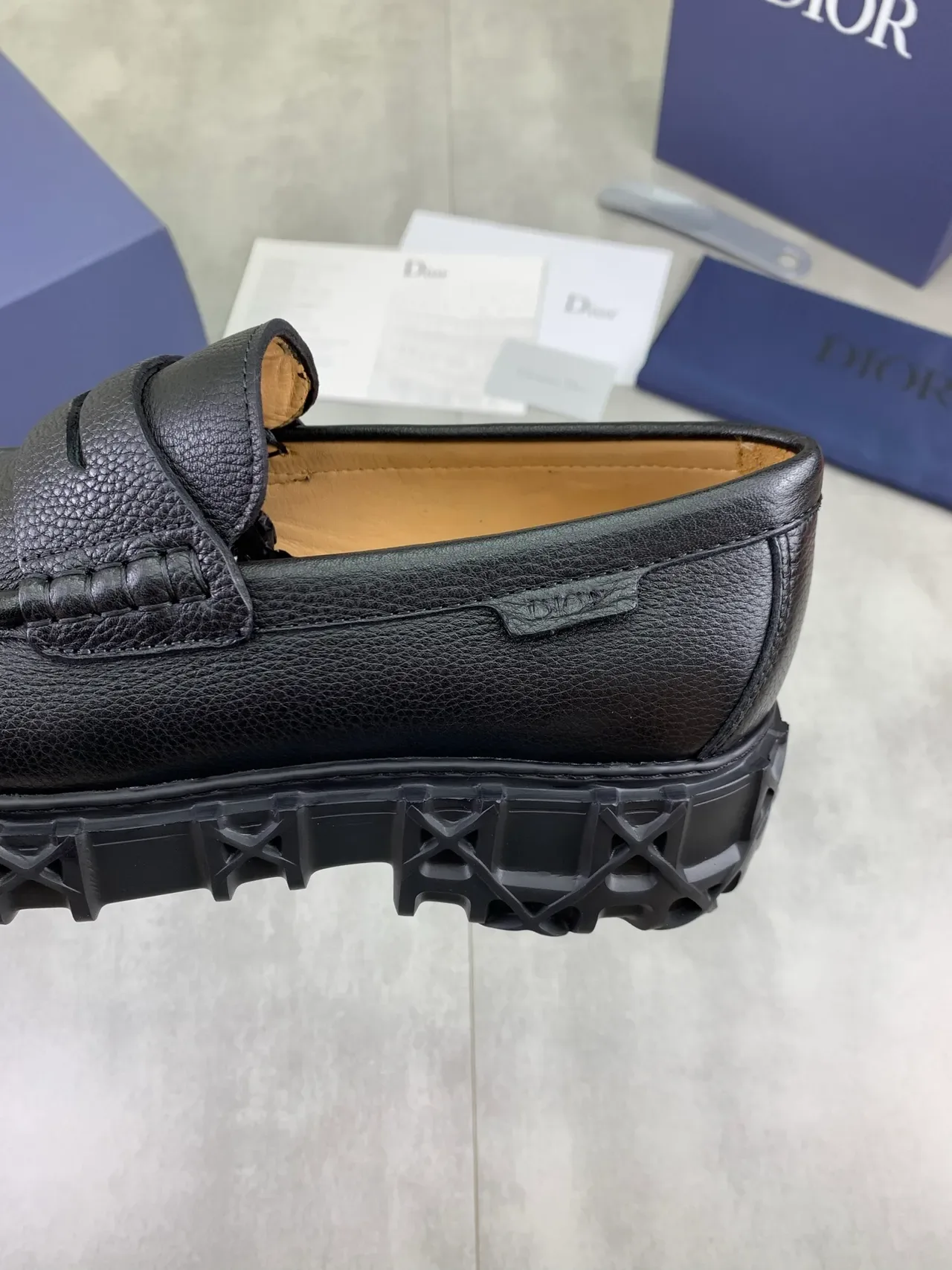 Black Brown Pebbled Leather Penny Strap Loafer 4