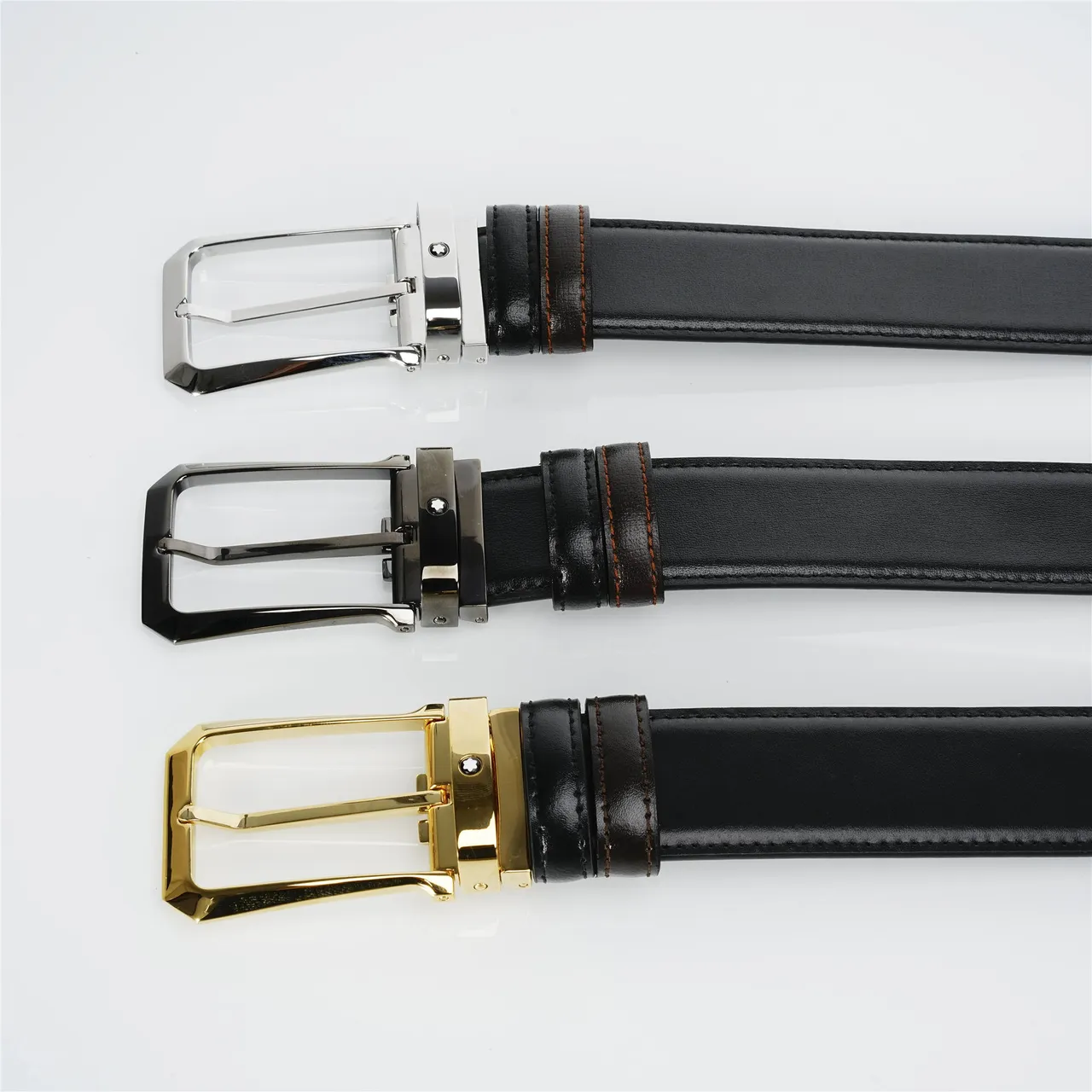 Ceinture en cuir réversible noire marron 2