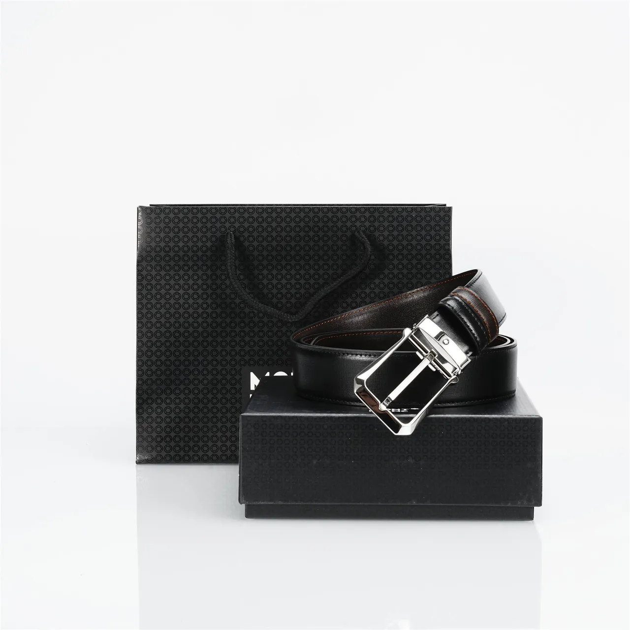 Ceinture en cuir réversible noire marron 3