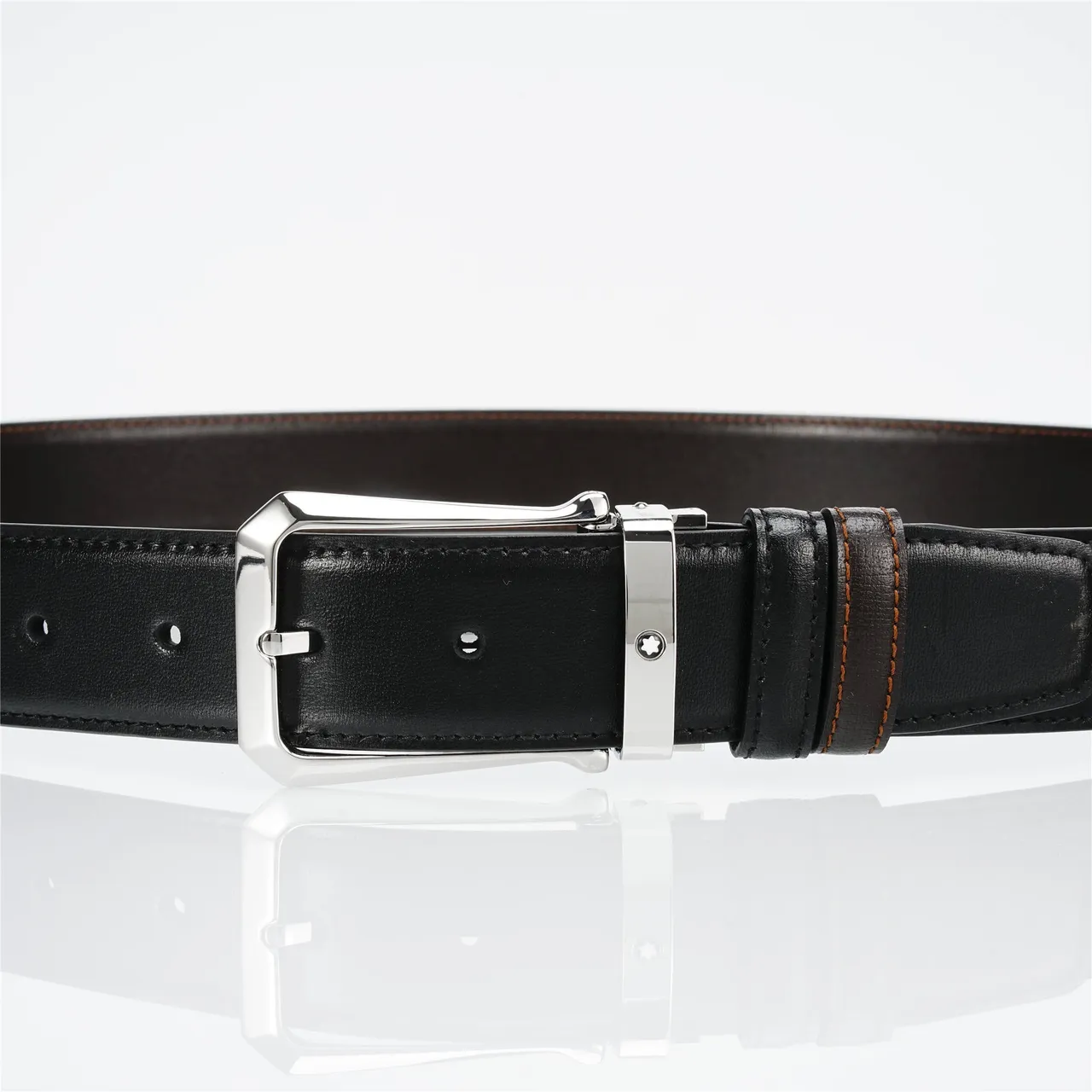 Ceinture en cuir réversible noire marron 6