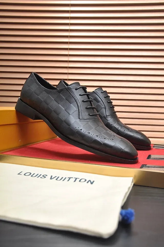 Black Checkered Embossed Leather Full Perforations Brogue 3