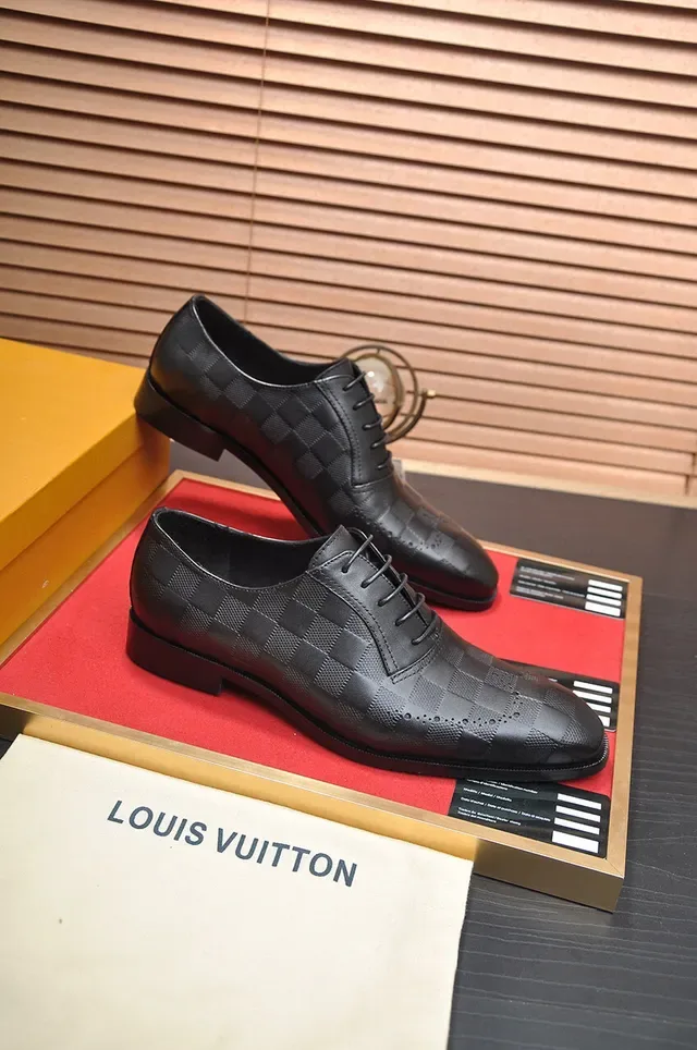 Black Checkered Embossed Leather Full Perforations Brogue 6