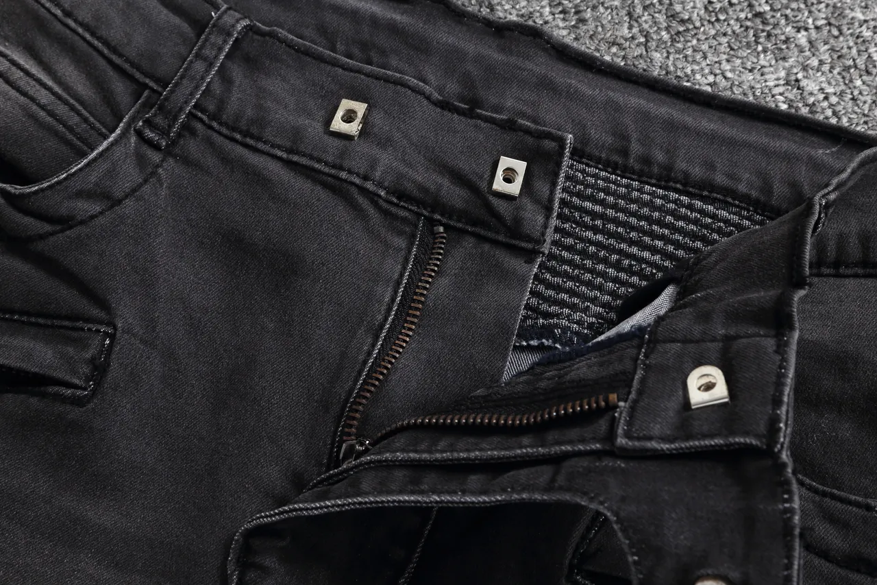 Black Denim Zip-Pocket Moto Panel Shorts 5