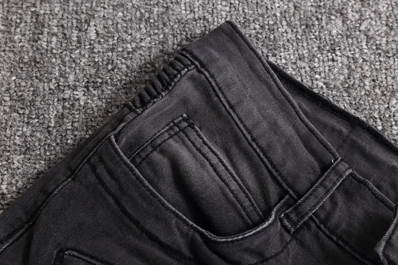 Black Denim Zip-Pocket Moto Panel Shorts 7