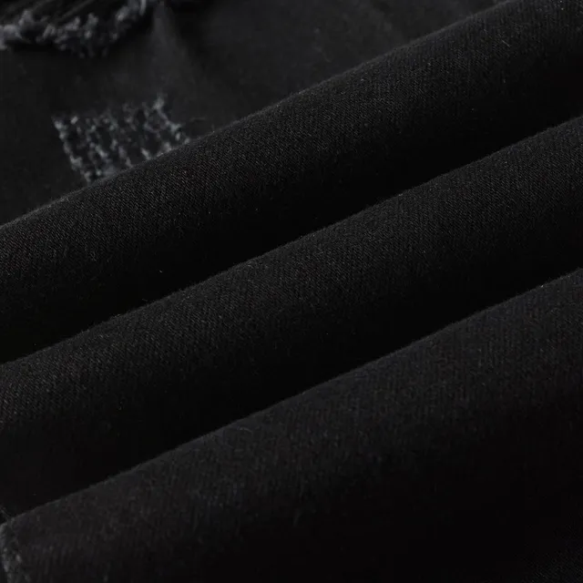 Black Distressed Slim-Fit Ripped Jeans 16