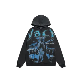 Black Distressed Statue of Liberty Graphic Hoodie