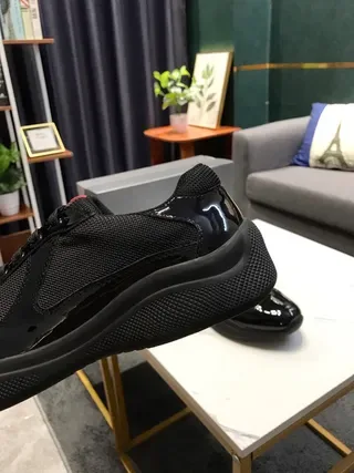 Black Glossy Patent and Mesh Lace-Up Lifestyle Sneakers 4