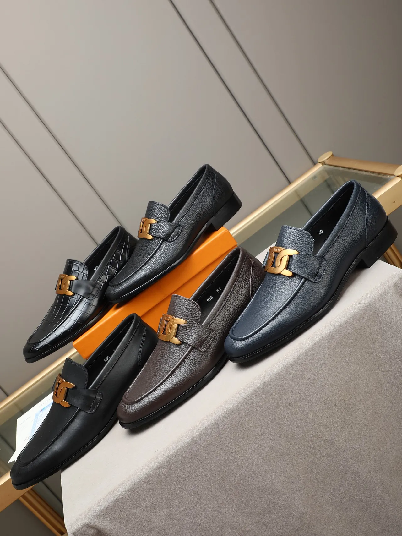 Black Gold Leather Buckle Strap Loafer 2