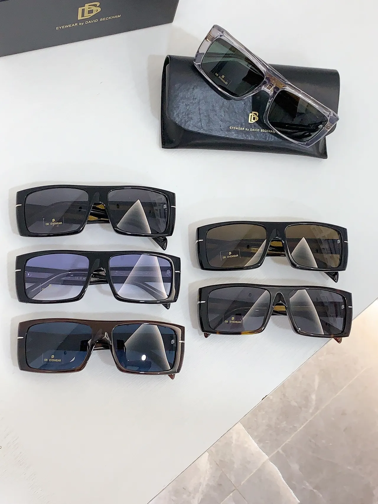 Black Gold Oversized Rectangular Glossy Acetate Sunglasses 3