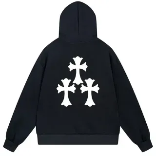 Black Graphic Cross Print Oversized Hoodie by Generic — hoodies supplier, yupoo album photo
