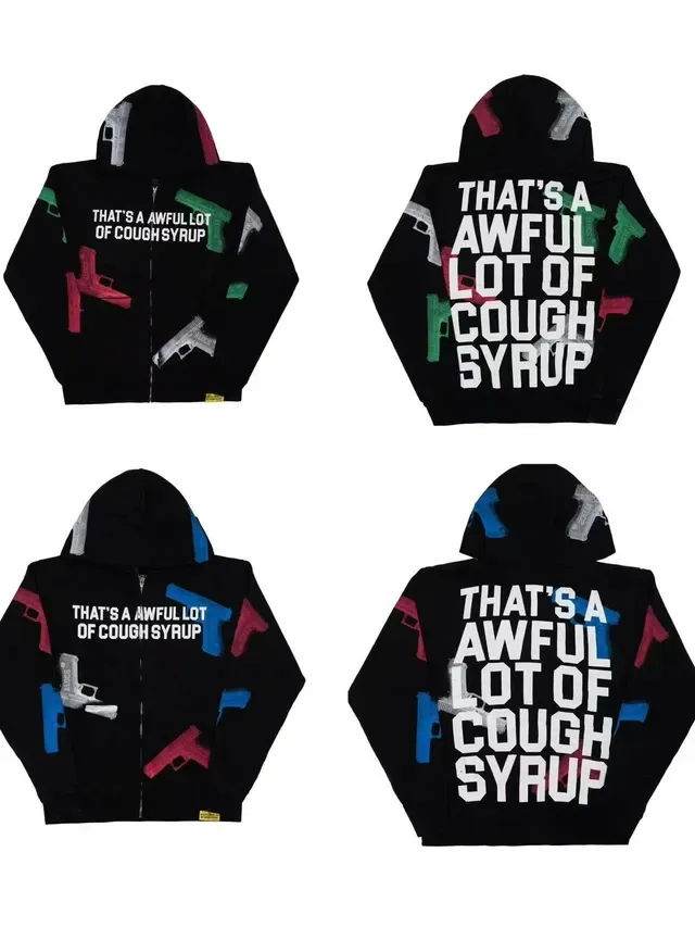 Black Graphic-Print Full-Zip Oversized Hoodie 8