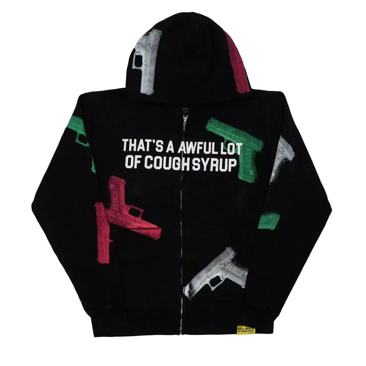 Black Graphic-Print Full-Zip Oversized Hoodie 9
