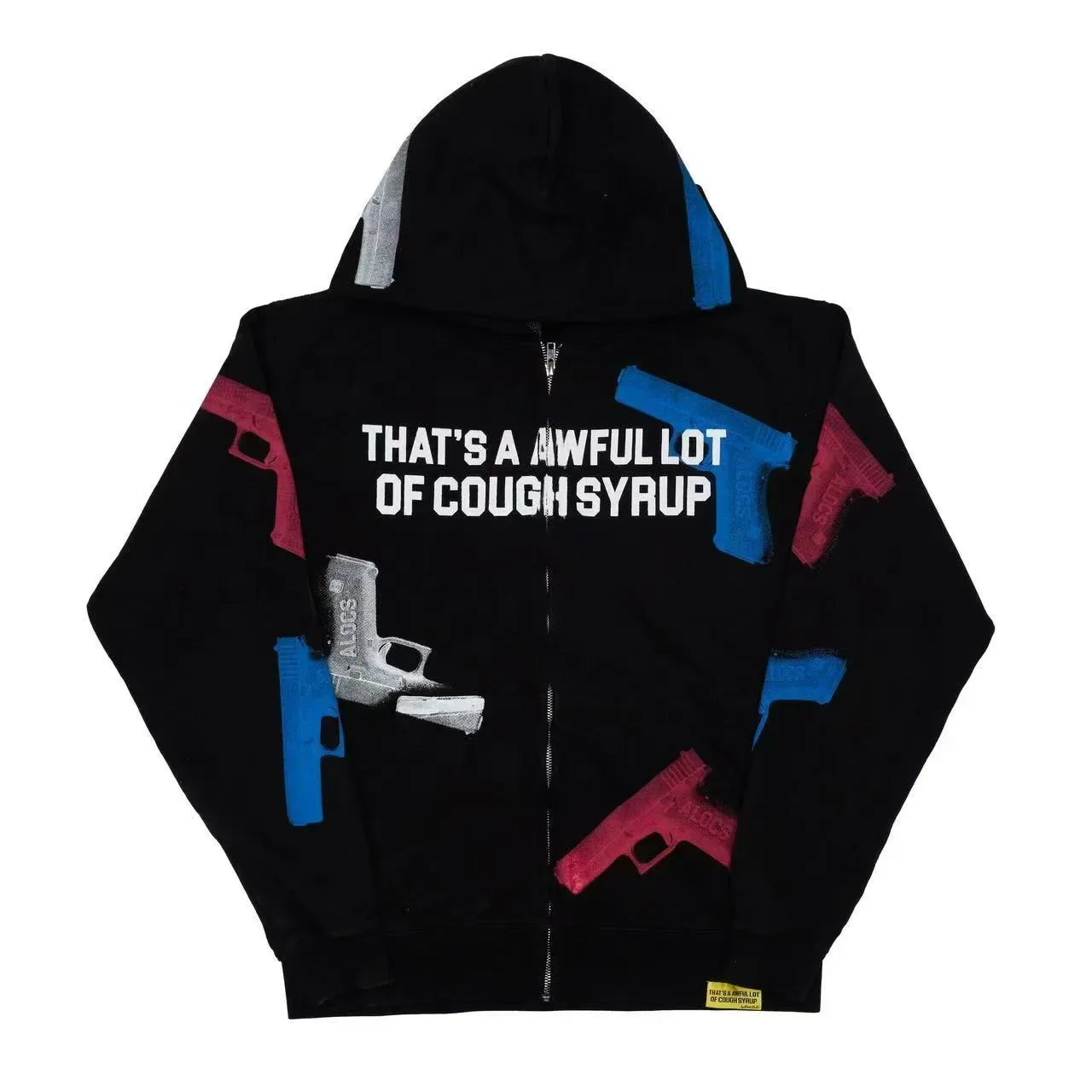 Black Graphic-Print Full-Zip Oversized Hoodie 11
