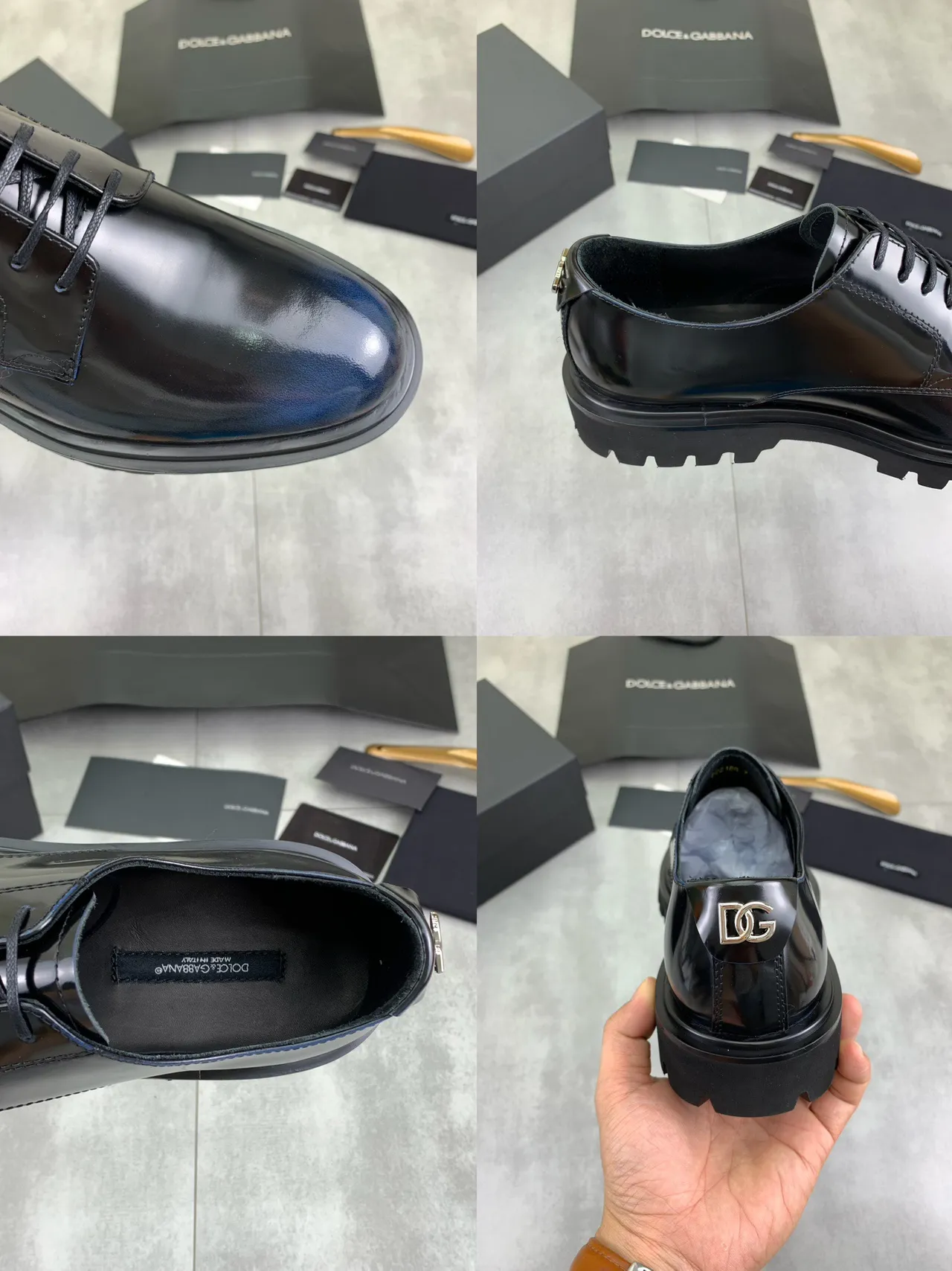 Black High-Gloss Patent Leather Chunky Lug Sole Oxford Shoes 2