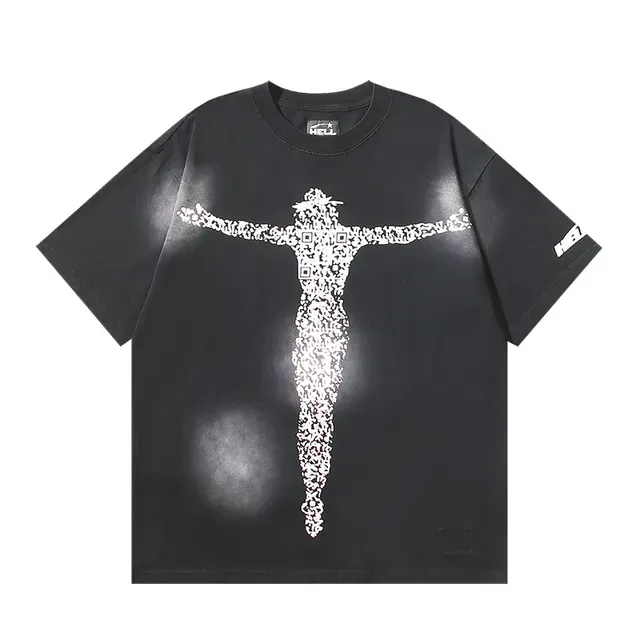 Camiseta preta oversized com estampa gráfica frente e verso 2