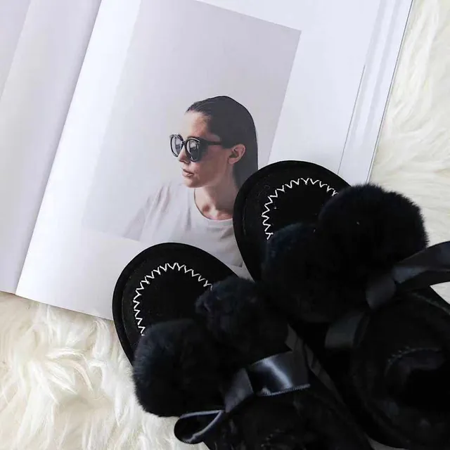 Black Pink Moccasin-Stitched Fur Pom-Pom Snow Boots 14