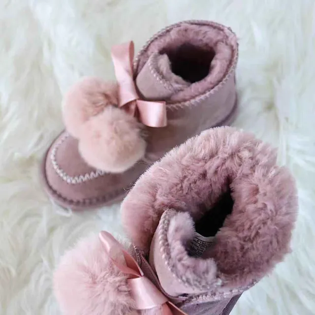 Black Pink Moccasin-Stitched Fur Pom-Pom Snow Boots 19