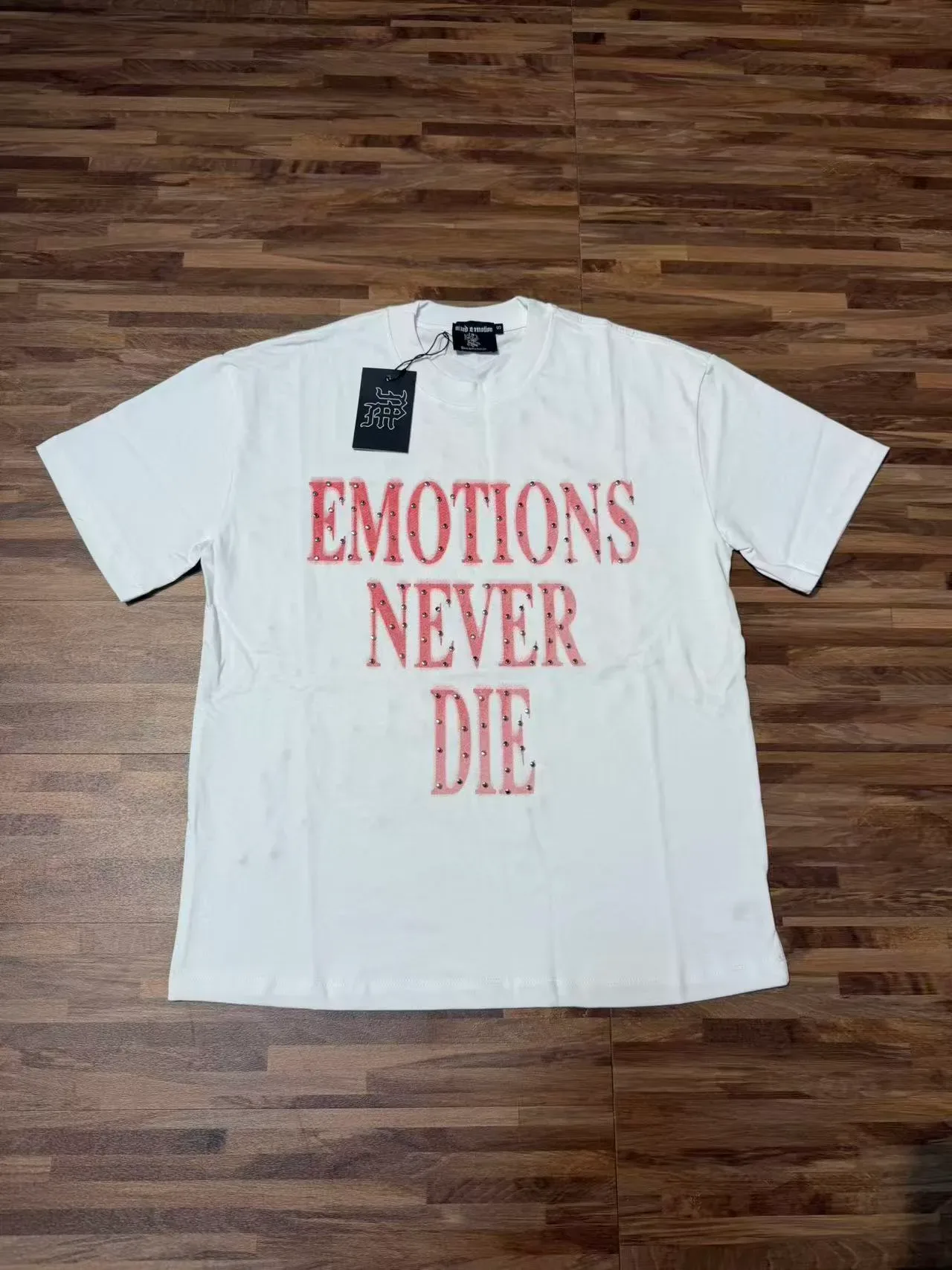 Black Studded 'Emotions Never Die' Graphic T-Shirt 4