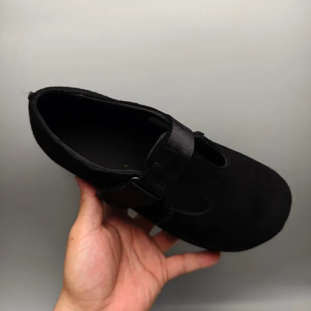 Zapatos Mary Jane de ante negro con plataforma T-strap 3
