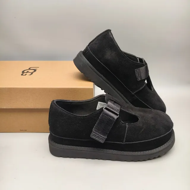 Zapatos Mary Jane de ante negro con plataforma T-strap 6