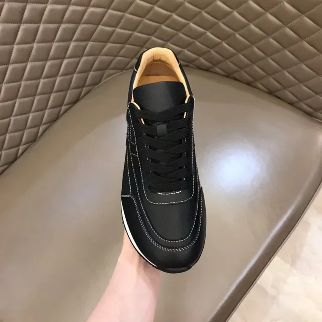 Black White Leather Upper Contrast Midsole Sneakers 4