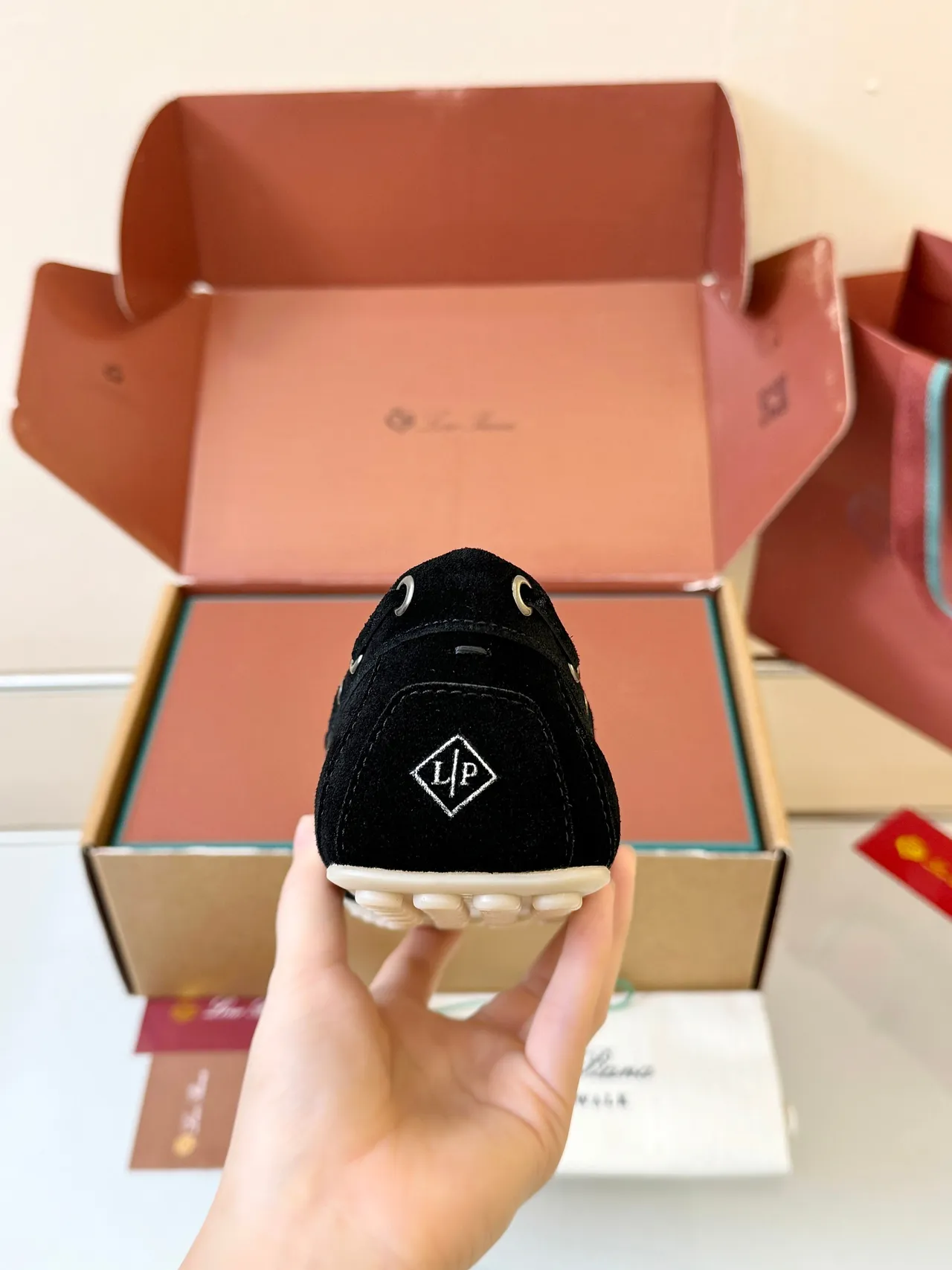 Black White Suede Moc-Toe Construction Loafer 4