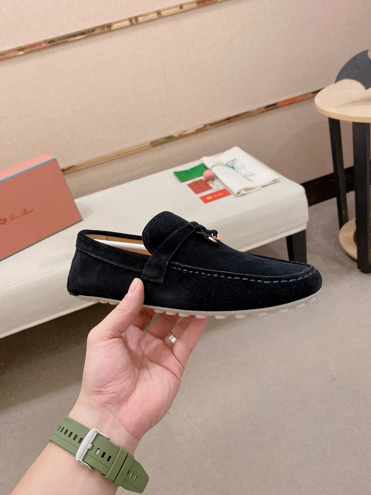 Black White Suede Penny Style Loafer 4