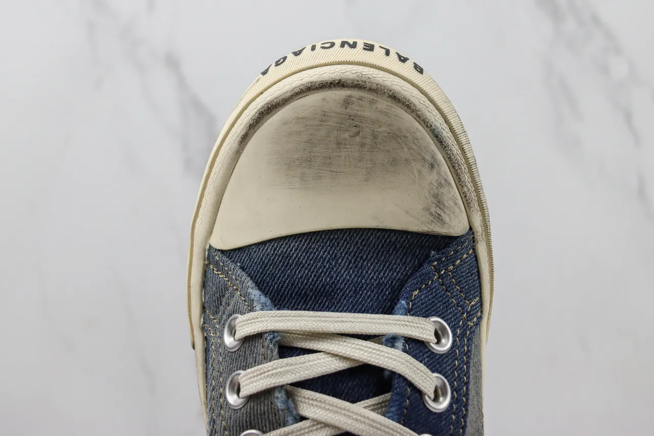 Blue Beige Denim Upper Slip-On Mule Casual Shoes 6