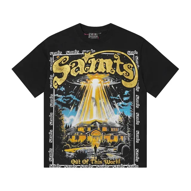 Blue Black Graphic Print Oversized Fit T-Shirt 7