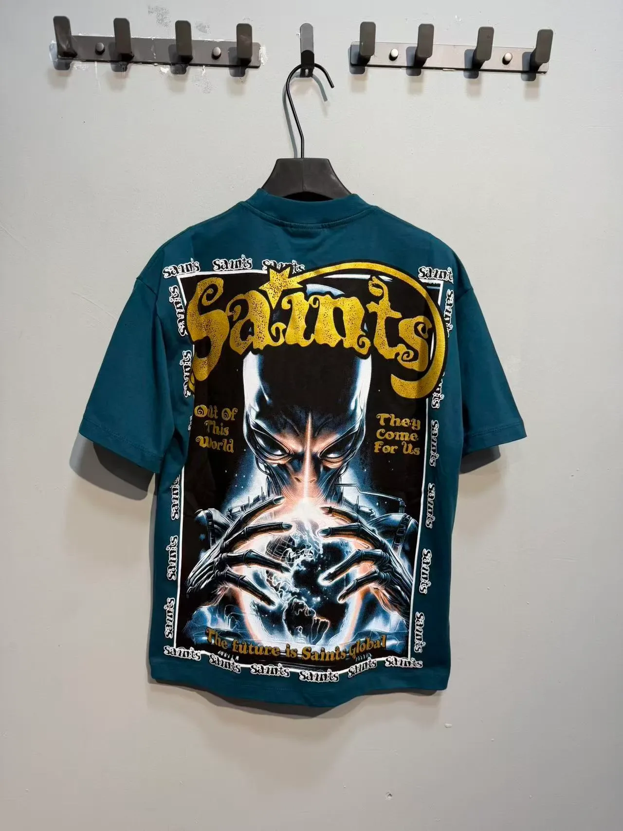 Blue Black Graphic Print Oversized Fit T-Shirt 10