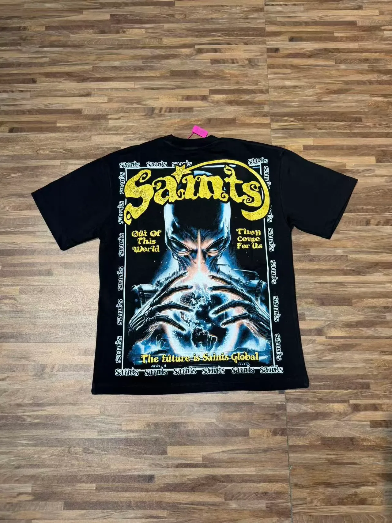 Blue Black Graphic Print Oversized Fit T-Shirt 16