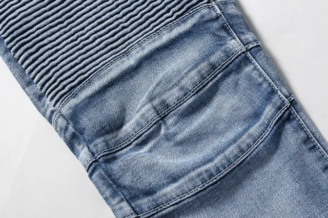 Blue Gray Medium-Wash Distressed Denim Reinforced Ribbed Knee Panels Jeans 16