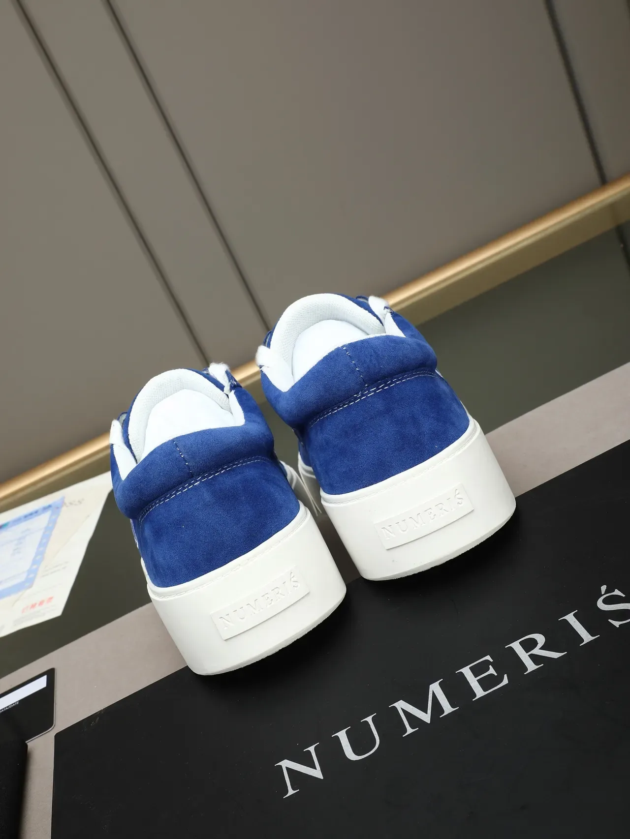 Blue Suede Embroidered Logo Platform Lifestyle Sneaker 3