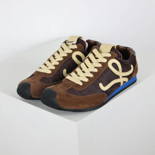 Brown and Maroon Suede Nylon Retro Runner Lifestyle Sneakers 2