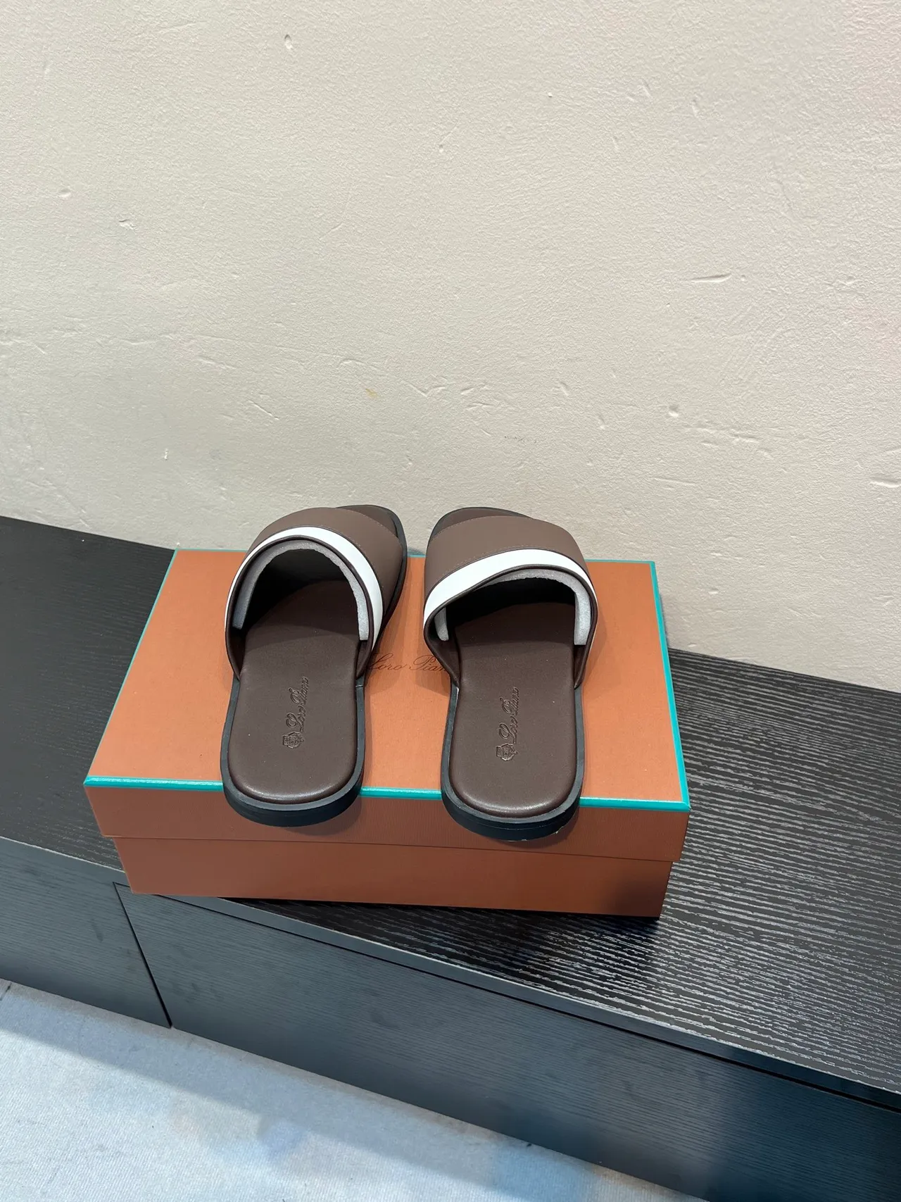 Brown and White Two-Tone Single-Strap Slipper 6