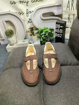 Brown Beige Leather-Like Upper Cream Lining Mary Jane Shoes 10
