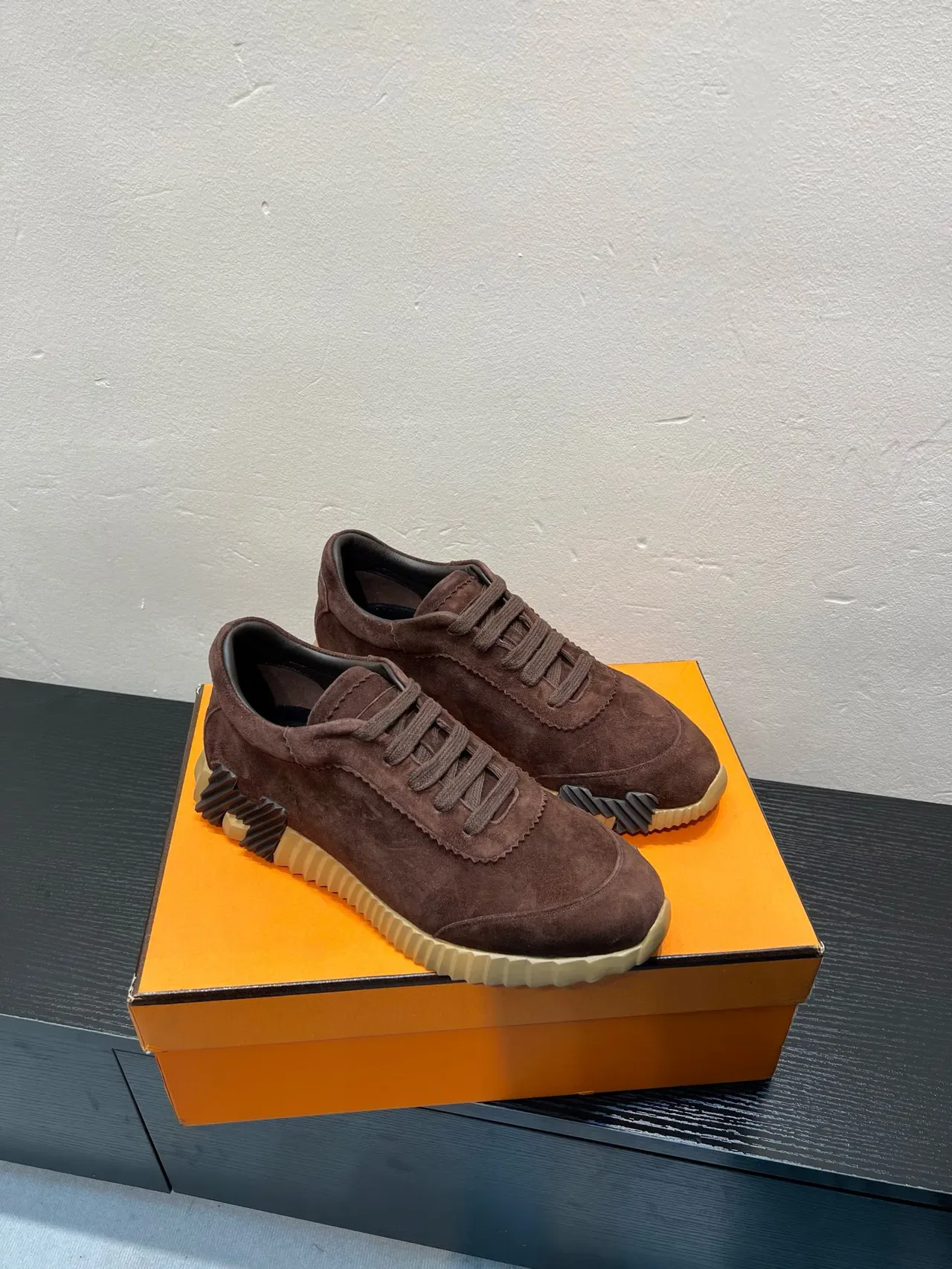 Brown Black Suede Upper Ridged Crepe-Style Sole Sneakers 5