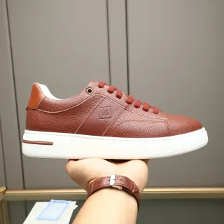 Brown Pebbled Leather Platform Sneaker