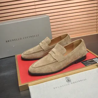 Brunello Cucinelli بيج أسود سويد علوي حزام بنك لوفر